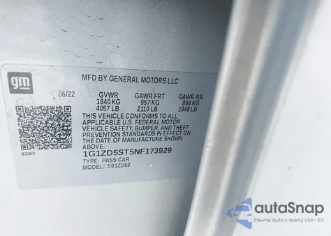 2022 Chevrolet Malibu Fwd Lt from USA, damaged, VIN 1G1ZD5ST5NF173929